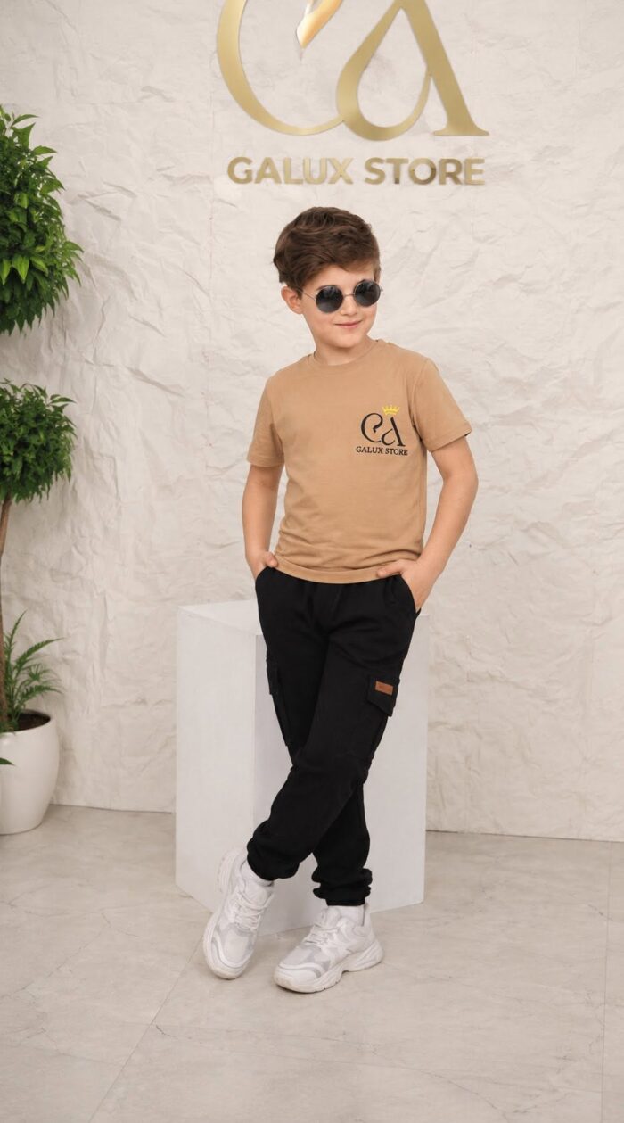 Ensemble Enfant – Pull Jersey + Pantalon Cargo 100% Coton – Image 5