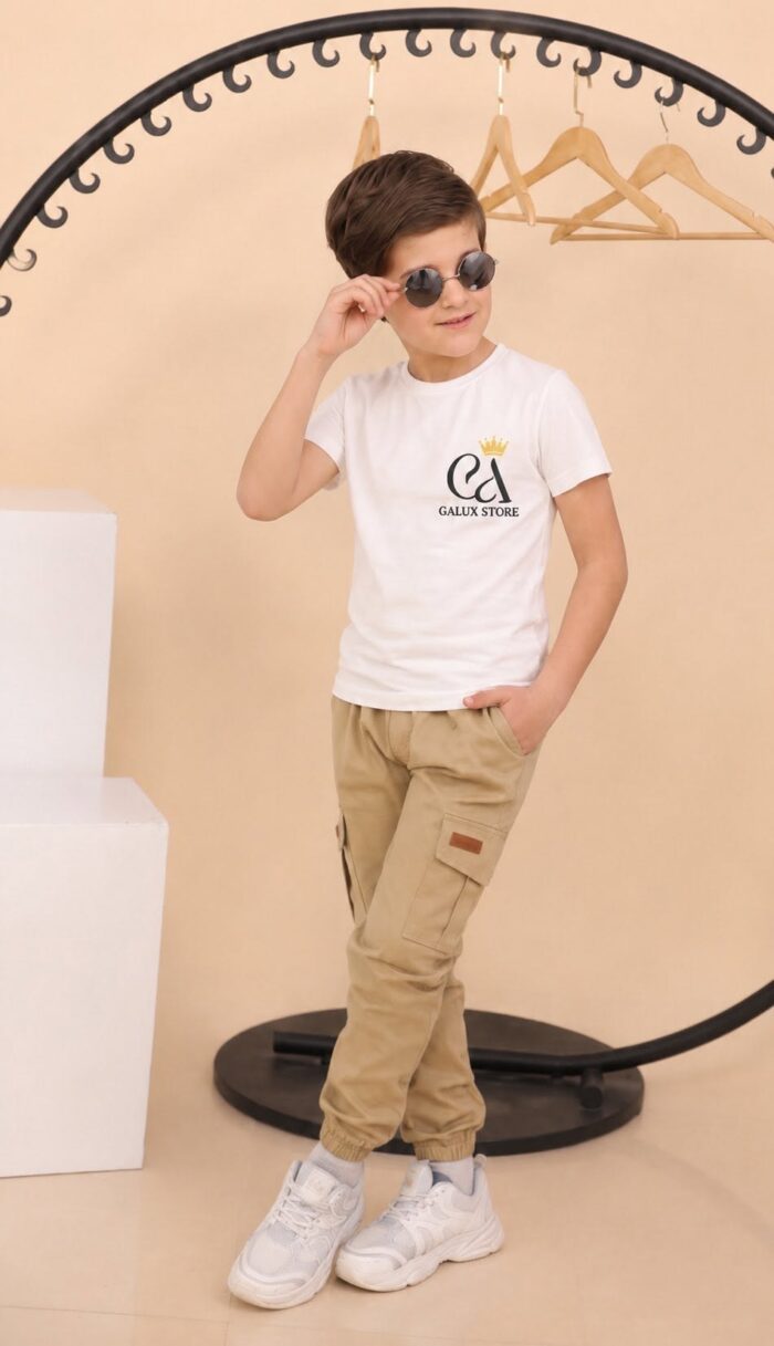 Ensemble Enfant – Pull Jersey + Pantalon Cargo 100% Coton – Image 7